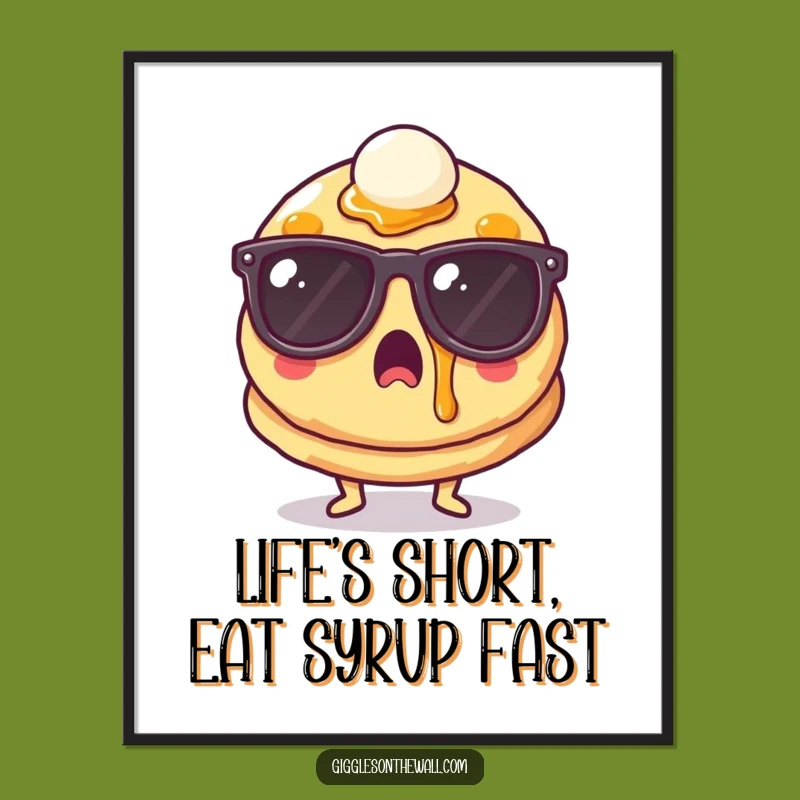 Funny Free Printable Wall Art: Surprised Pancake with Sunglasses - Quirky Breakfast Decor