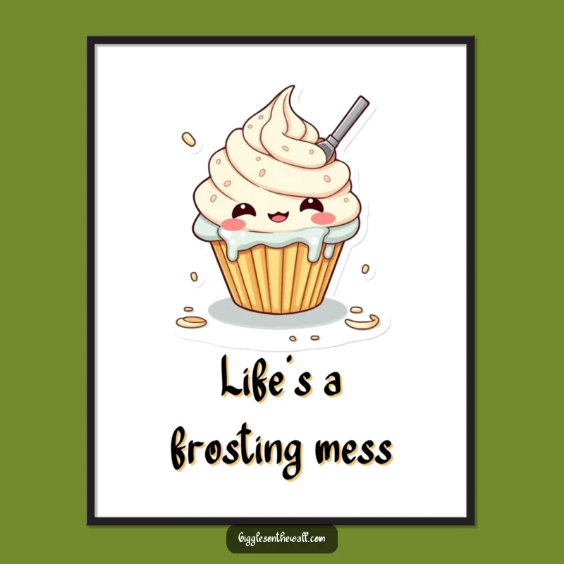 Free Printable Wall Art: Frosting Fail Cupcake - Messy & Funny Downloadable Decor!