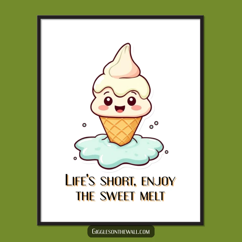 Free Printable Wall Art: Melting Ice Cream Cone - Whimsical Decor Download