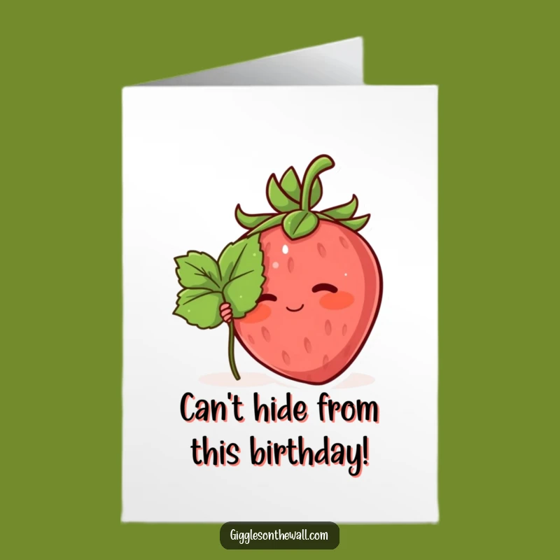 Free Printable Shy Strawberry Birthday Card - Funny Hidden Surprise Downloadable Gift