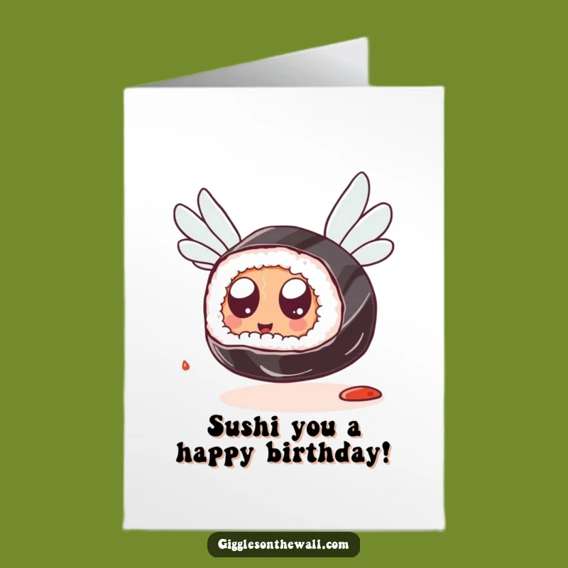Free Printable Birthday Card: Flying Sushi Dreams, Funny Downloadable Gift for Adventurous Souls!