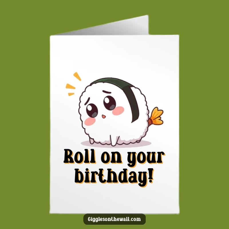 Free Printable Birthday Card: Funny Sushi Tripping Over Tail Surprise Greeting