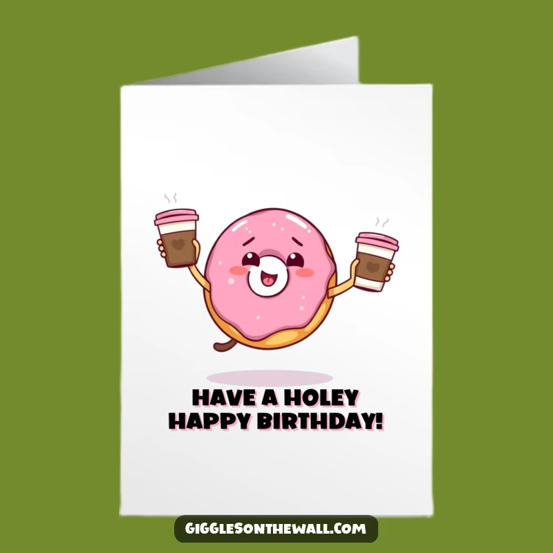 Free Printable Birthday Card: Giddy Donut Juggling Coffee - Fun & Energetic Gift