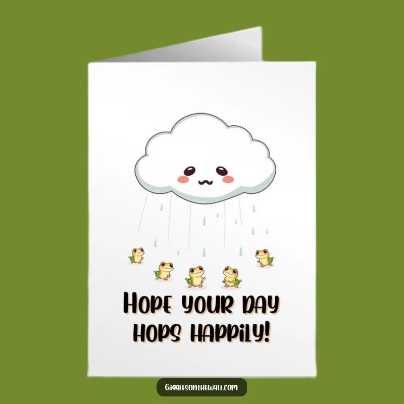 Free Printable Cloud Birthday Card: Funny Frog Rain Downloadable Gift