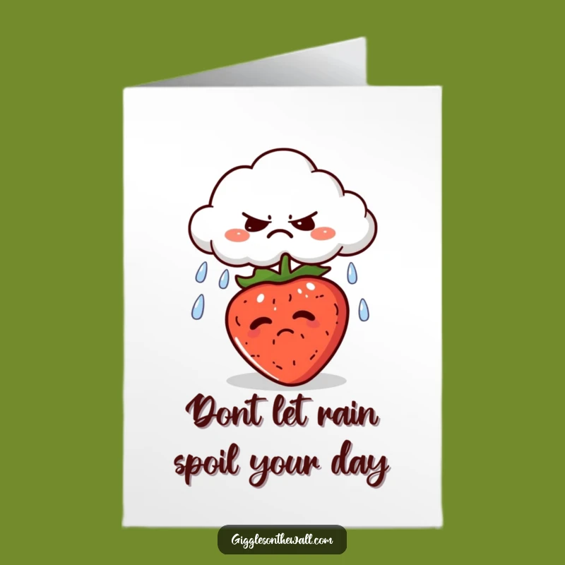 Free Printable Funny Birthday Card Grumpy Cloud Strawberry Rain Downloadable