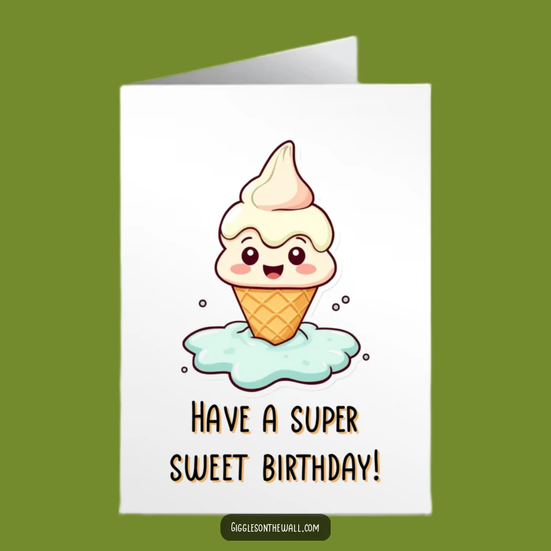 Free Printable Melting Ice Cream Birthday Card - Fun Dessert Downloadable Gift