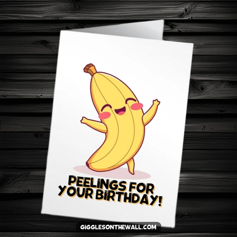 Funny Free Printable Birthday Card: A laughing banana peel comically trips over its own peel for a hilarious DIY greeting.