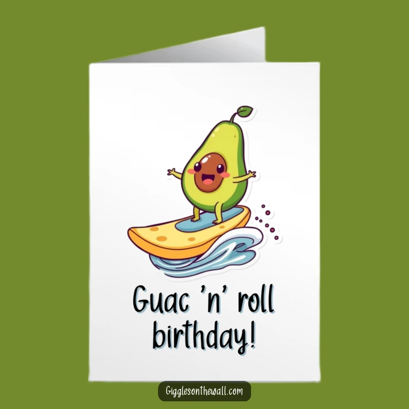 Free Printable Birthday Card: Avocado Surfing Fun, Hilarious Downloadable Gift for Beach Lovers