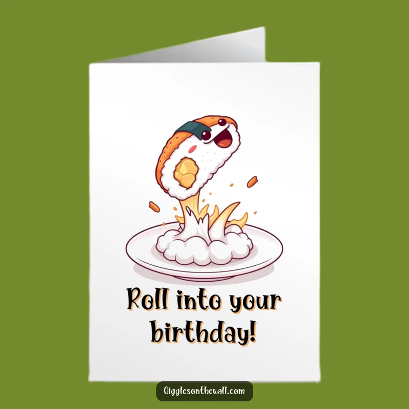 Free Printable Birthday Card: Dramatic Sushi Leap - Hilarious Birthday Surprise Gift