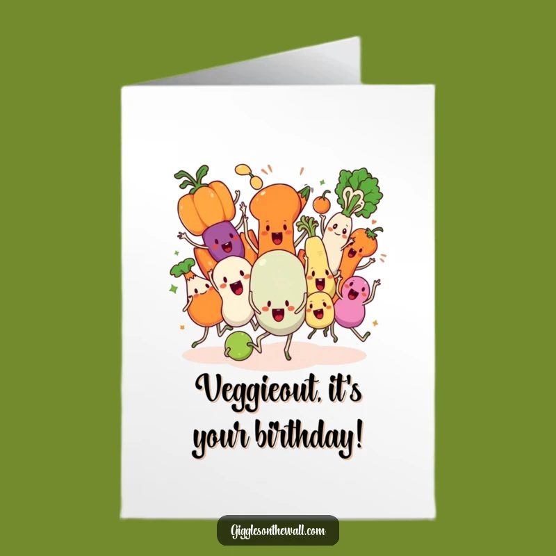 Free Printable Birthday Card: Veggie Dance Party Chaos - Funny DIY Downloadable Gift