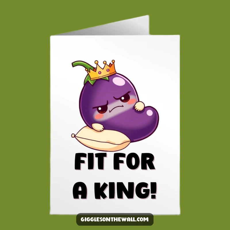 Free Printable Congrats Card: Grumpy Royal Eggplant, Crowned Victory, Funny Downloadable Gift