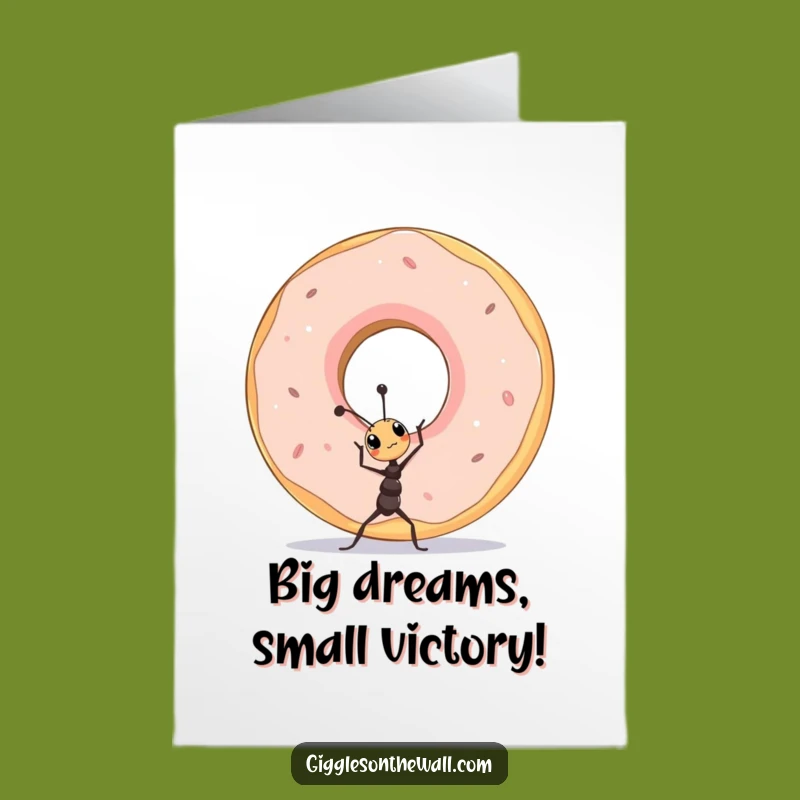 Free Printable Congrats Card: Ant Lifts Donut, Funny Downloadable Gift