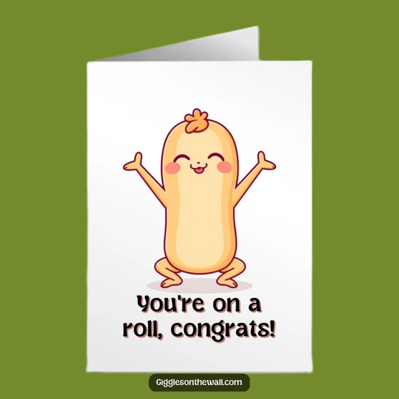 Free Printable Congrats Card: Baguette Yoga Pose - Calm & Funny Achievement Gift