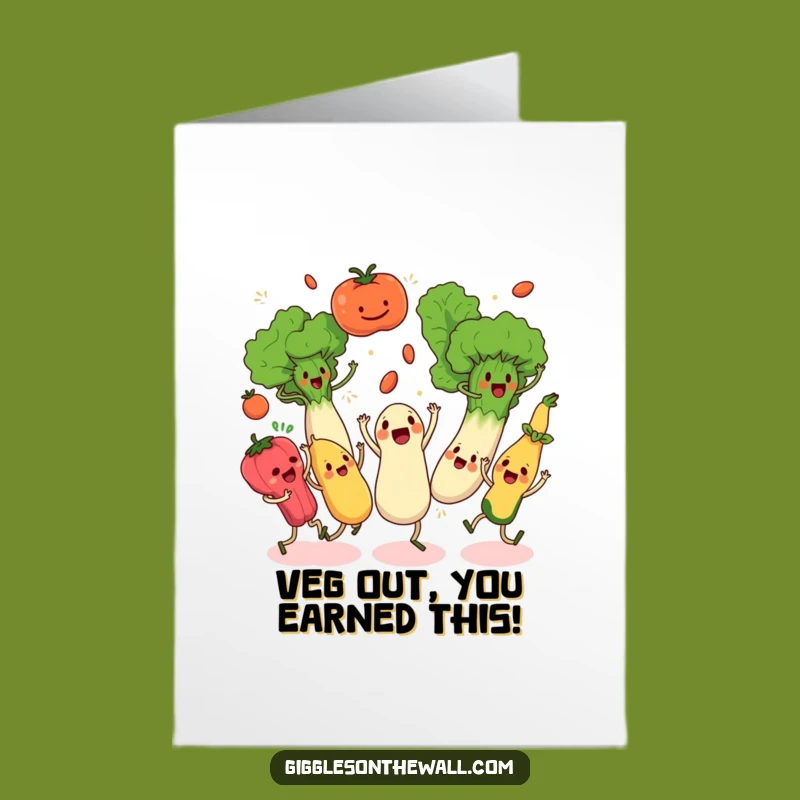 Free Printable Veggie Dance Congrats Card: Chaotic Celebration Humor Downloadable Gift