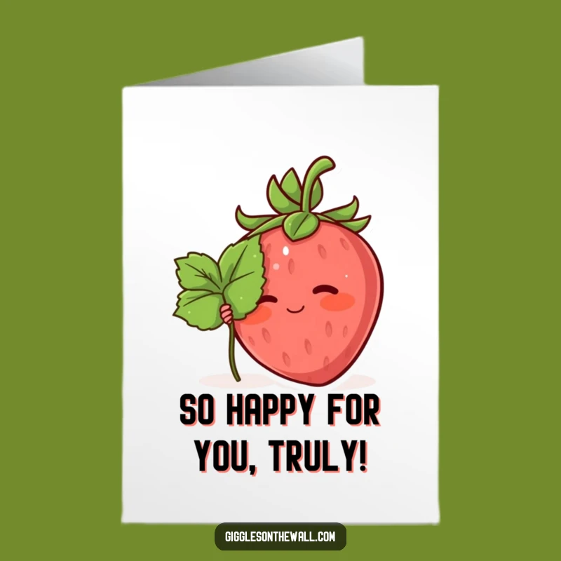 Free Printable Shy Strawberry Congrats Card - Sweet DIY Downloadable Gift