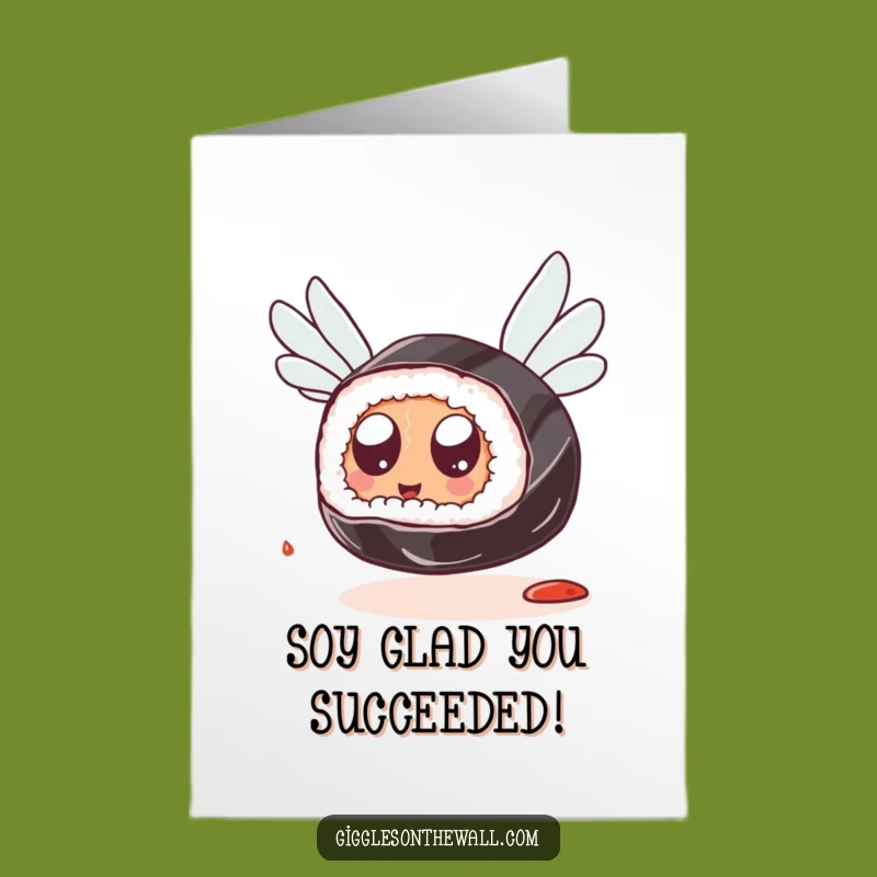 Free Printable Congrats Card: Sushi Flies High, Funny Downloadable Gift for Reaching Goals!