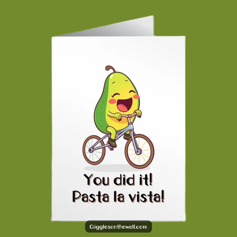 Free Printable Congrats Card: Hilarious Avocado Spaghetti Unicycle Celebration Downloadable