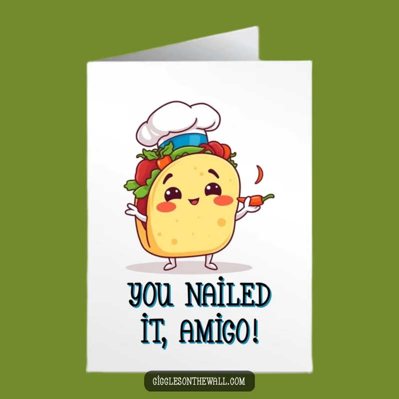 Free Printable Congrats Card: Juggling Taco Chef, Spicy Win, Funny Downloadable Gift
