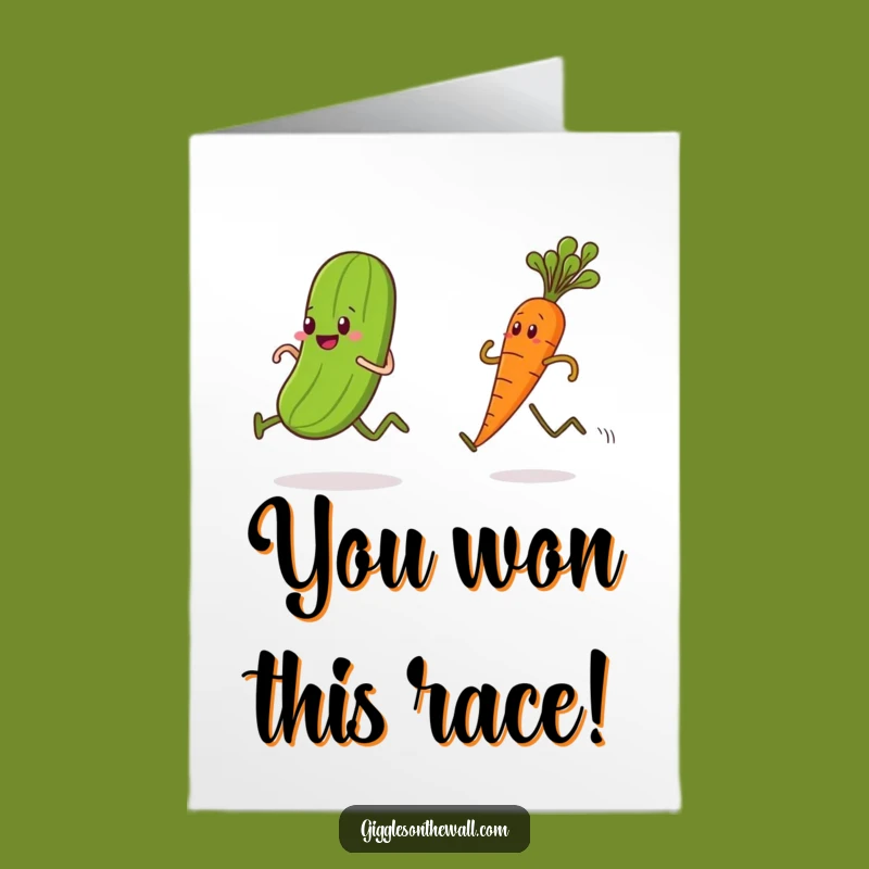 Free Printable Congrats Card: Pickle Carrot Race Funny Downloadable Gift