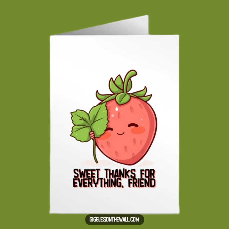 Free Printable Shy Strawberry Thank You Card - Bashful DIY Downloadable Gift