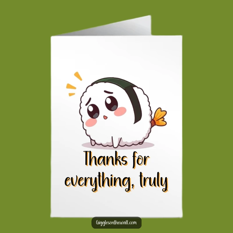 Free Printable Thank You Card: Comedic Sushi Fail for Grateful Greetings