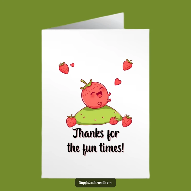 Free Printable Thank You Card: Giggling Strawberry Gratitude - Funny Downloadable Note
