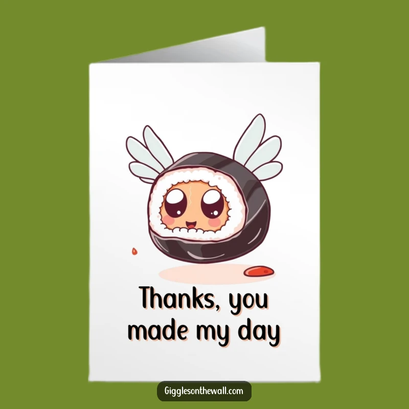 Free Printable Thank You Card: Sushi's Flight of Thanks, Funny Downloadable Gift!