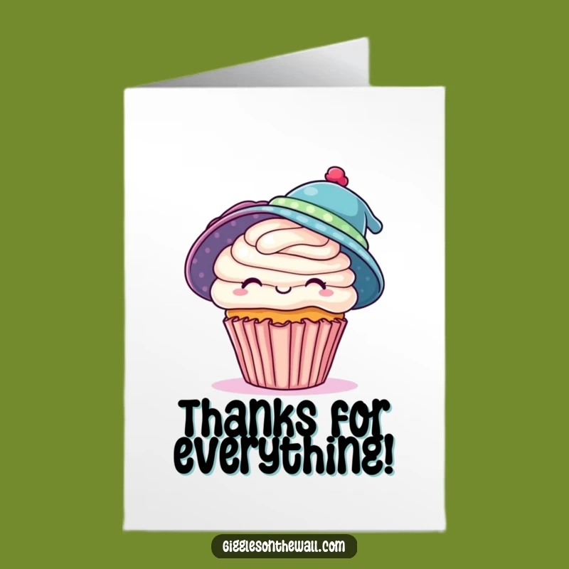 Thank You Cupcake Card Free Printable: Silly Hat Gift Downloadable