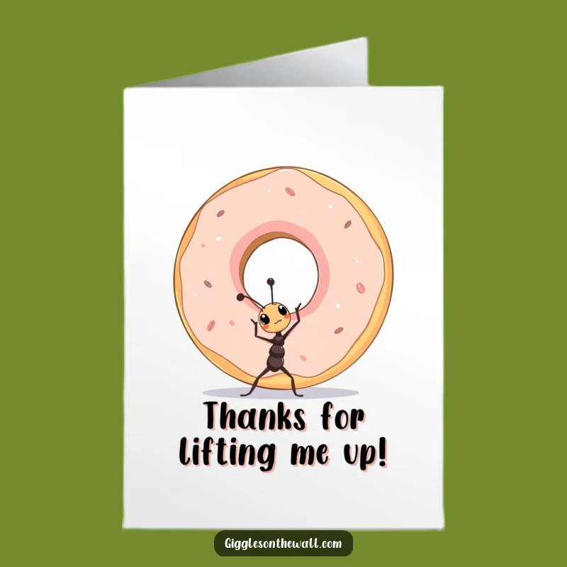 Free Printable Thank You Card: Ant Lifts Donut, Funny Downloadable Gift