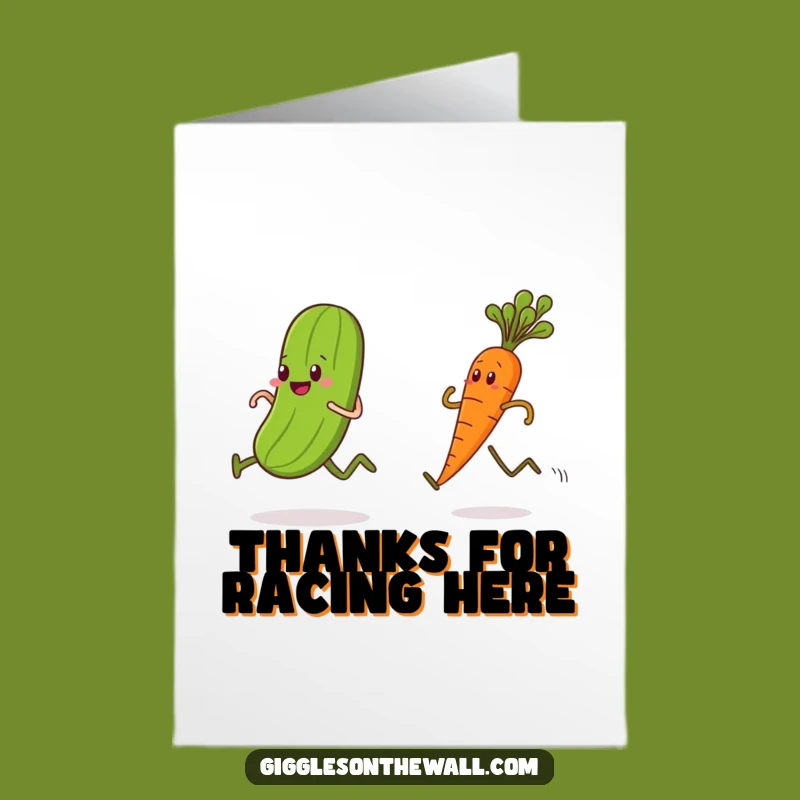 Free Printable Thank You Card: Pickle Carrot Race Funny Downloadable Gift