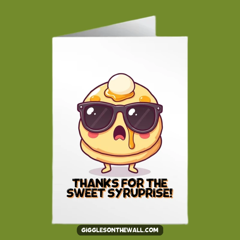 Funny Free Printable Thank You Card: Surprised Pancake with Shades - Downloadable Gratitude