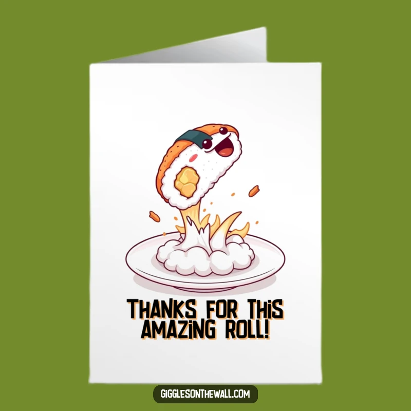 Funny Free Printable Thank You Card: Sushi's Dramatic Leap - Downloadable Gratitude