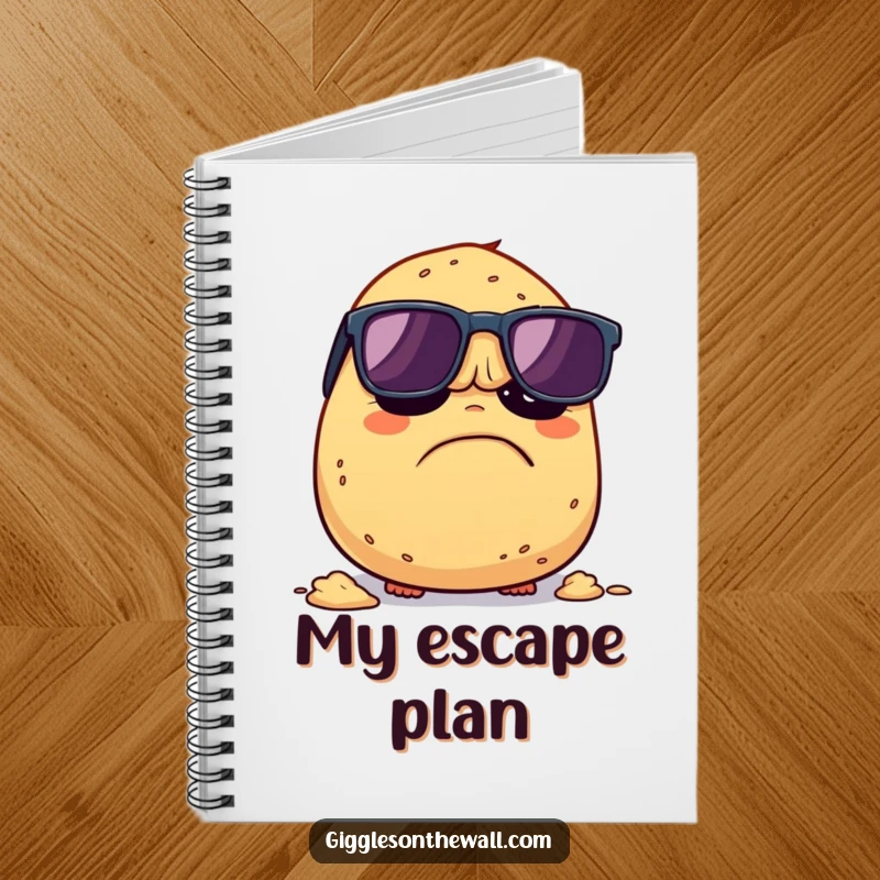 Funny Grumpy Potato Notebook: A notebook featuring a grumpy potato with sunglasses attempting to escape being mashed, ideal for humorous planning.