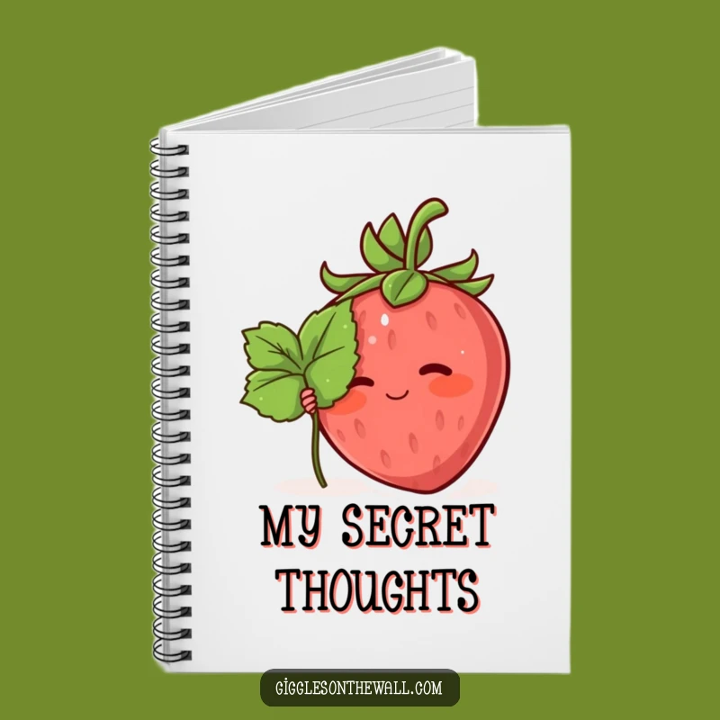 Funny Shy Strawberry Notebook: Hiding Leaf Character Journal Gift