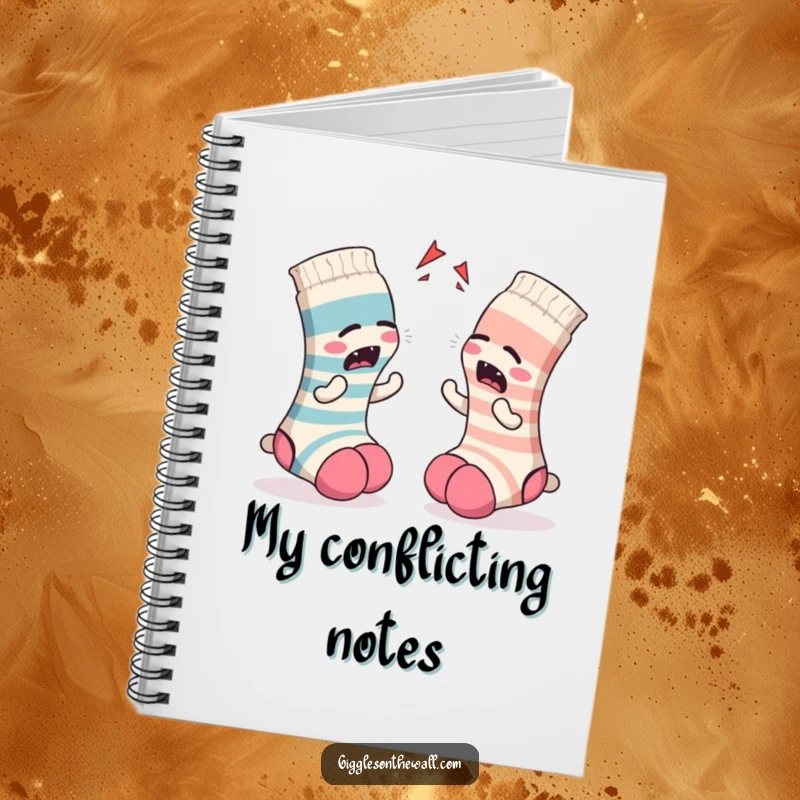 Funny Sock Notebook: A lined notebook cover with a pair of socks arguing, ideal for journaling and capturing witty thoughts.