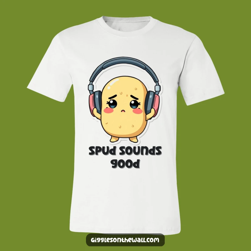Funny Determined Potato T-Shirt - Oversized Headphone Tee for Music Fans