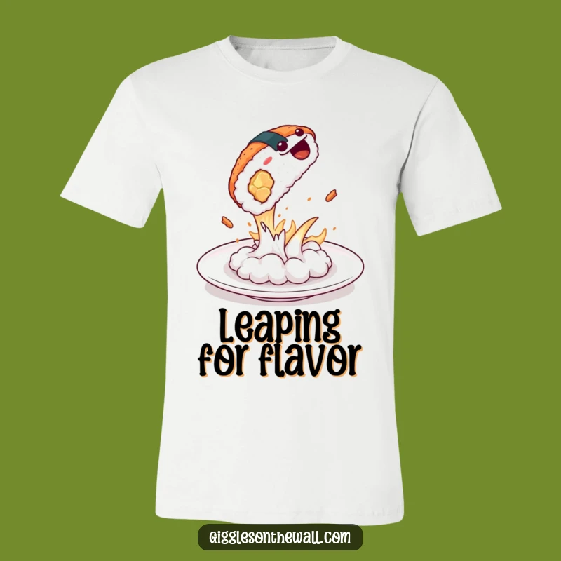 Funny Dramatic Sushi Leap T-Shirt - Hilarious & Theatrical Foodie Apparel