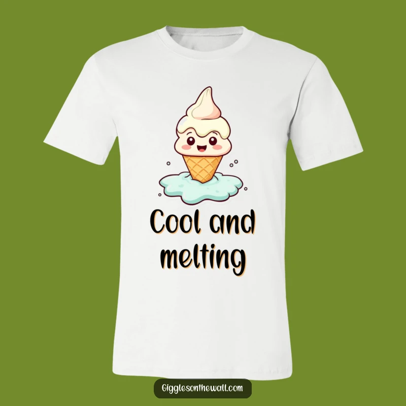 Funny Melting Ice Cream T-Shirt: Happy Puddle Character Tee