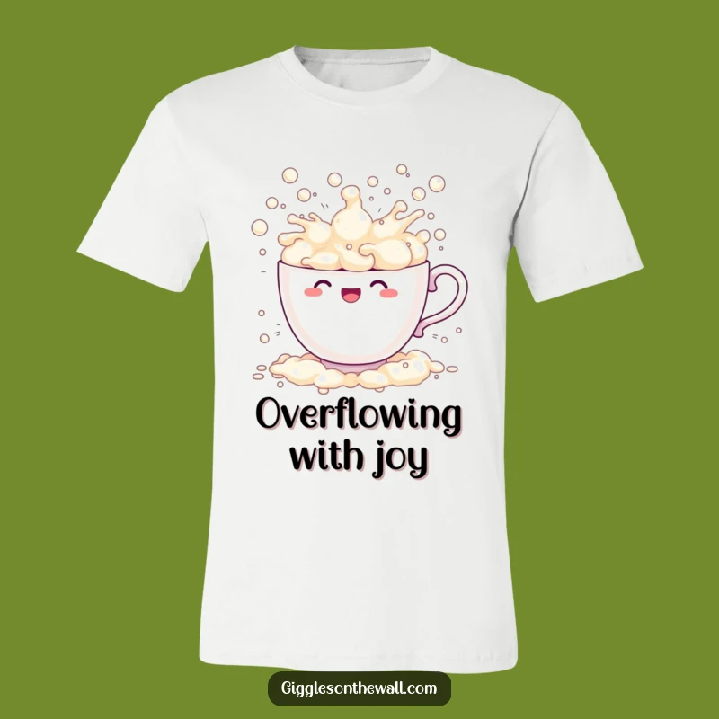 Funny Teacup Bubbles T-Shirt: Comical Overflowing Tee for Whimsical Souls