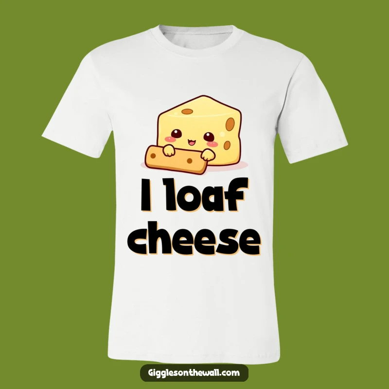 Funny Cheese Hiding Behind Cracker T-Shirt - Comical Snack Character Tee