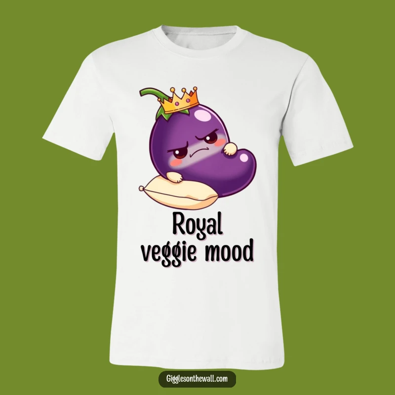 Funny Grumpy Eggplant T-Shirt: Royal Veggie Tee for Comical Rulers