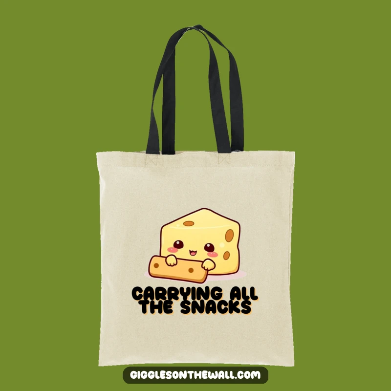 Funny Cheese Hiding Behind Cracker Tote Bag - Chic & Comical Snack Carryall