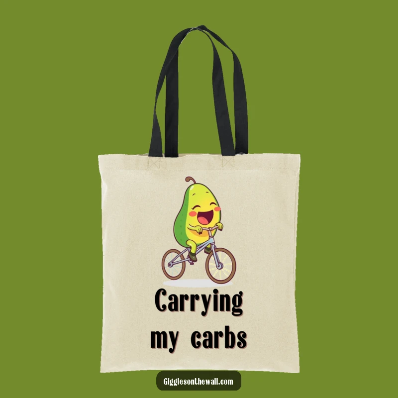 Tote Bag: Funny Avocado Riding Spaghetti Unicycle - Carry Your Laughs Everywhere!