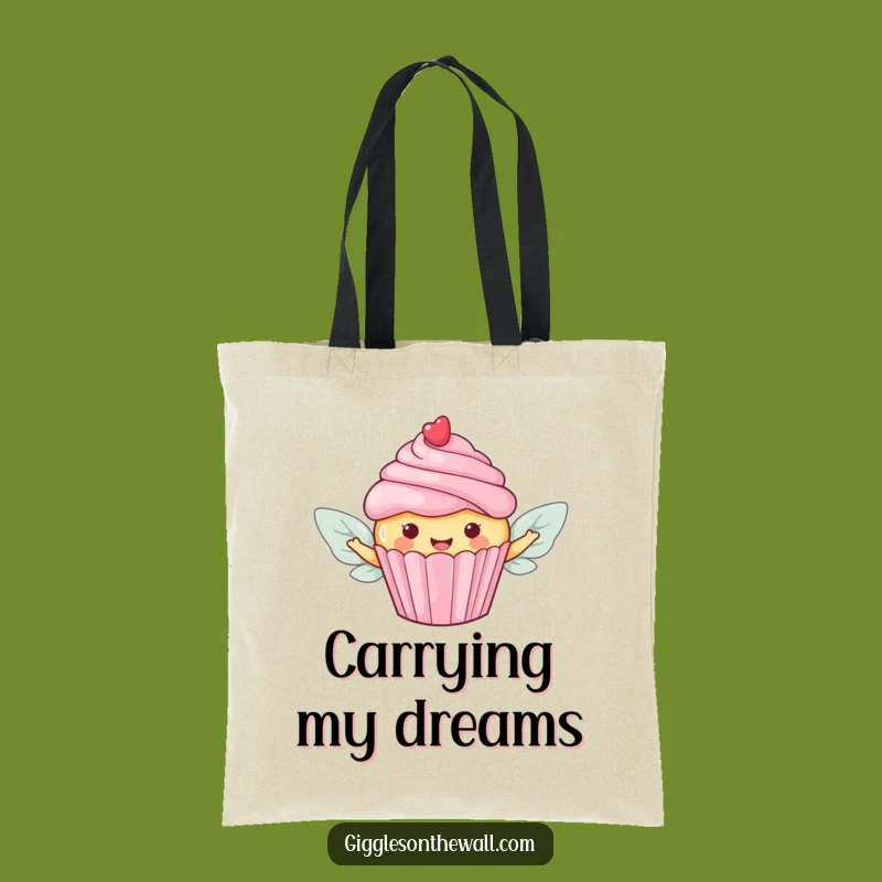 Funny Flying Cupcake Tote Bag: Carry Sweetness with This Candy Wings Accessory!