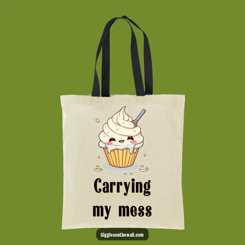 Funny Messy Cupcake Tote Bag - Cute DIY Frosting Reusable Bag - Great Funny Gift