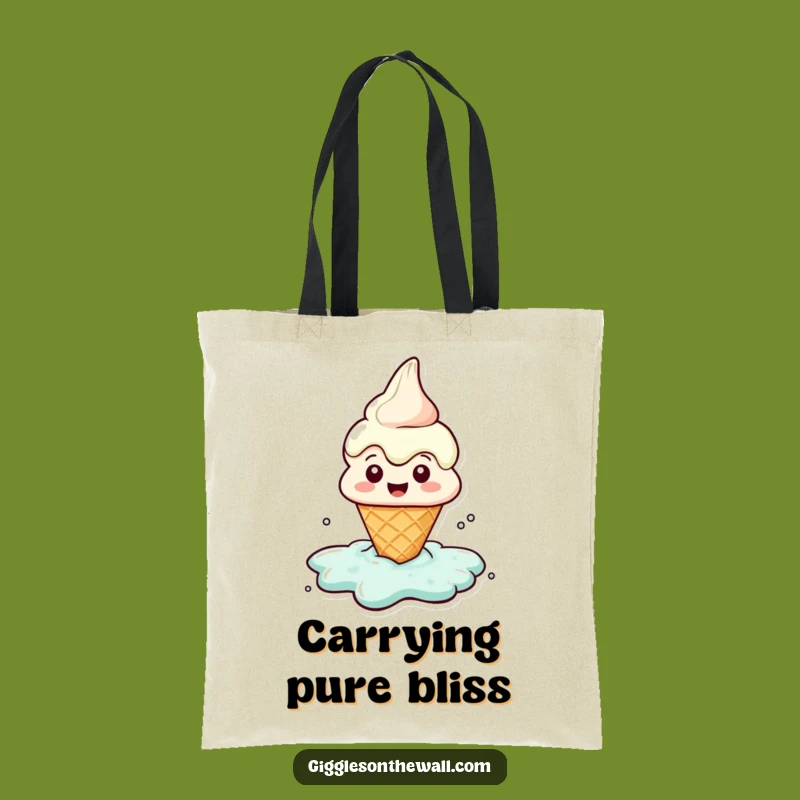 Funny Melting Ice Cream Tote Bag: Puddle Character Canvas Gift