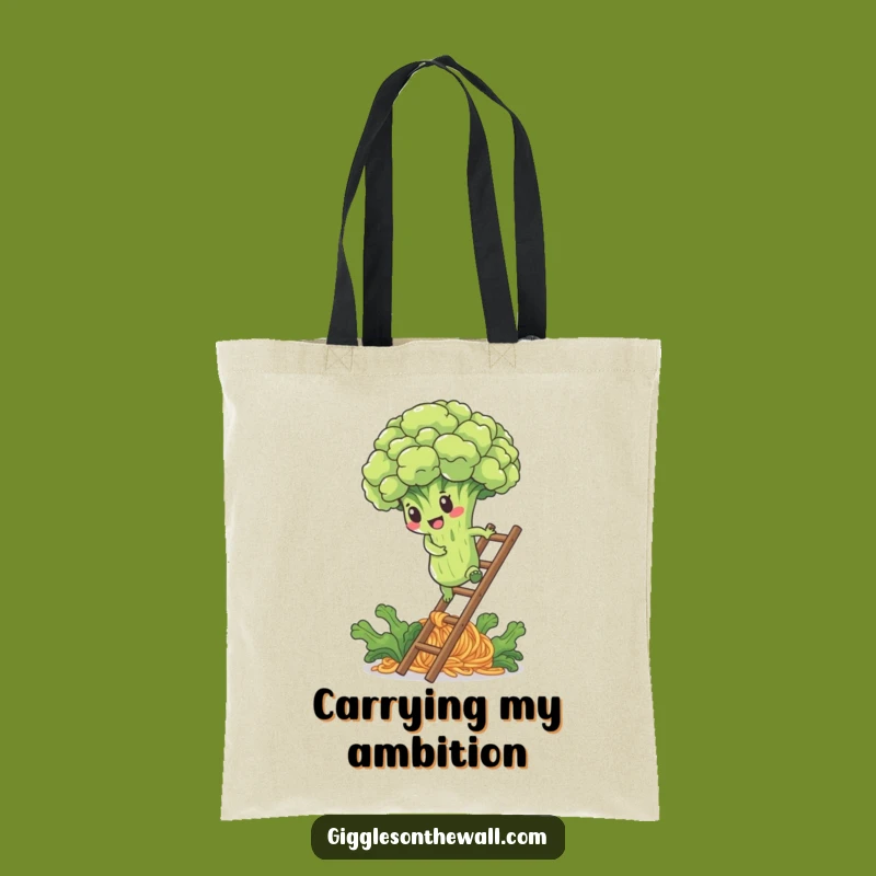 Funny Broccoli Noodle Ladder Tote Bag: Carry Your Ambition Everywhere