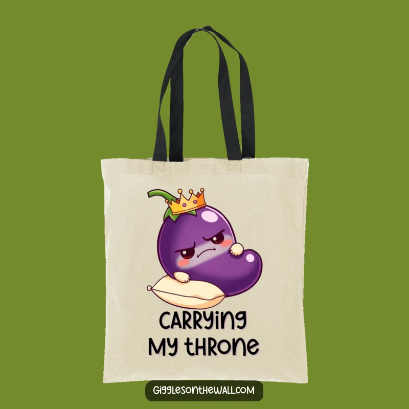 Funny Grumpy Eggplant Tote Bag: Carry Your Royal Attitude Anywhere!