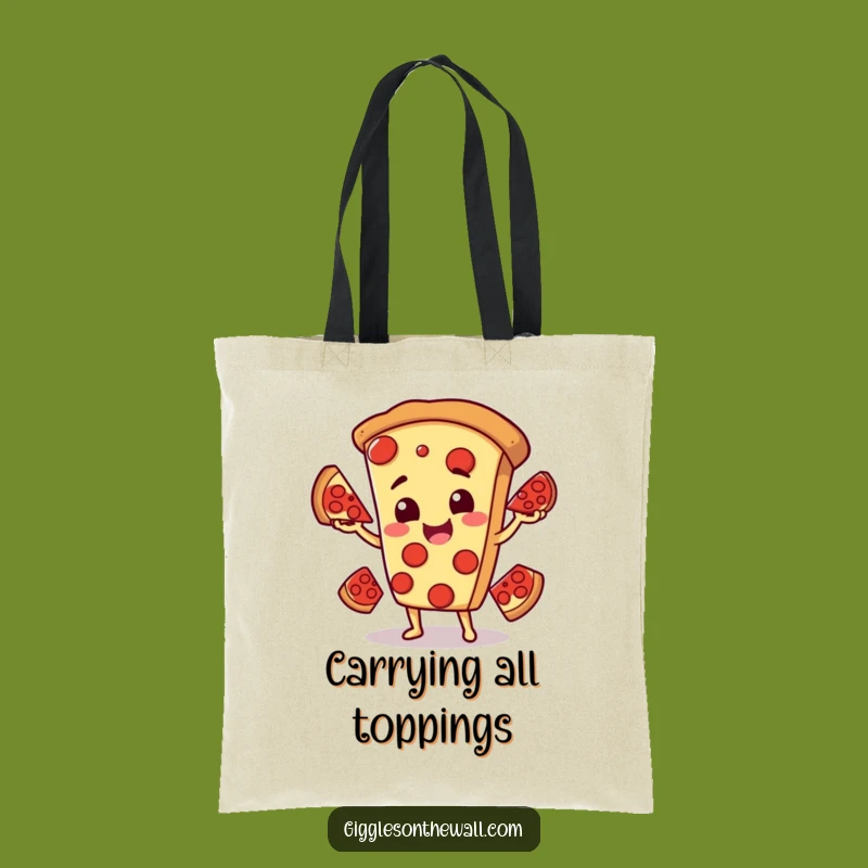 Funny Pizza Tote Bag: Juggling Pepperoni, Perfect Funny Gift