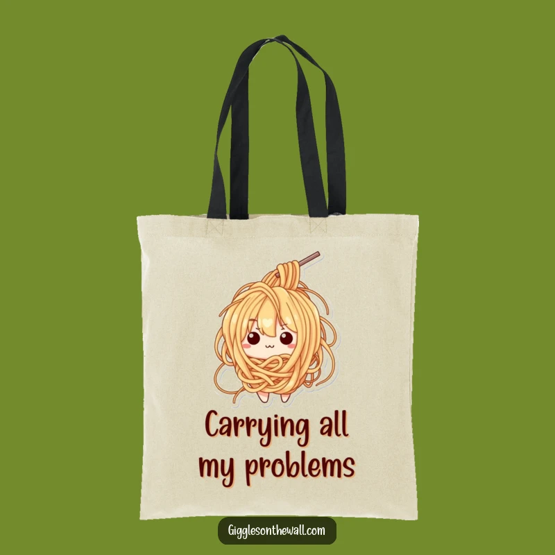 Funny Tangled Ramen Tote Bag - Confused Noodle Reusable Bag - Great Funny Gift